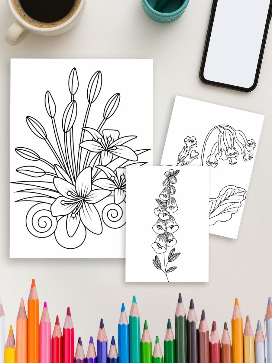 Simply Blooming – 110 Easy Flower Coloring Pages 4 Simply Blooming – 110 Easy Flower Coloring Pages - Image 4