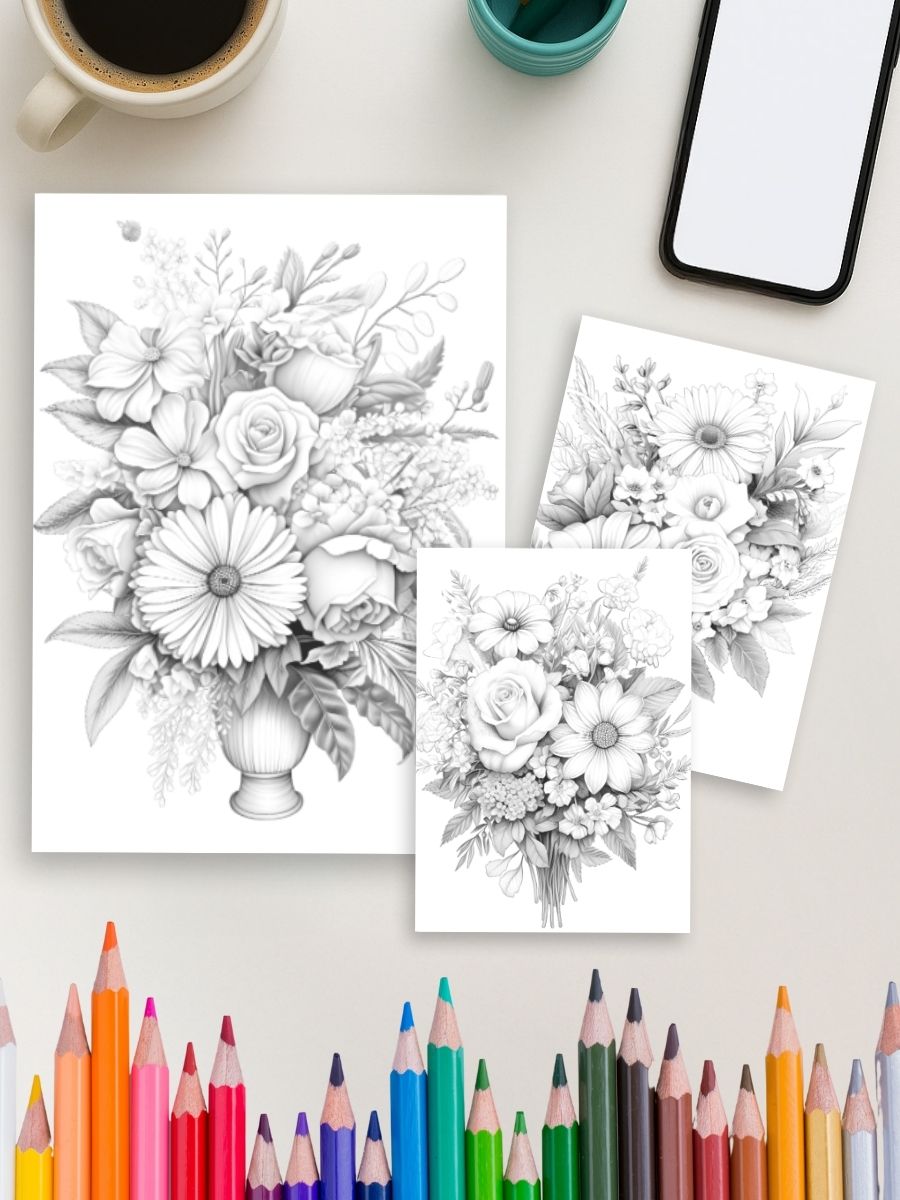 Petals & Posies – 50 Flower Coloring Pages 4 Petals & Posies – 50 Flower Coloring Pages - Image 4