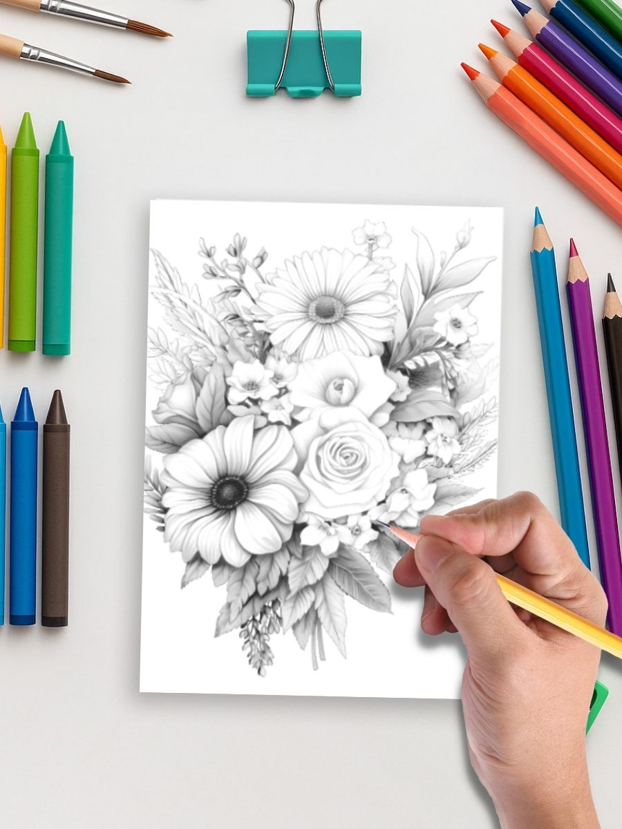 Petals & Posies – 50 Flower Coloring Pages 5 Petals & Posies – 50 Flower Coloring Pages - Image 5