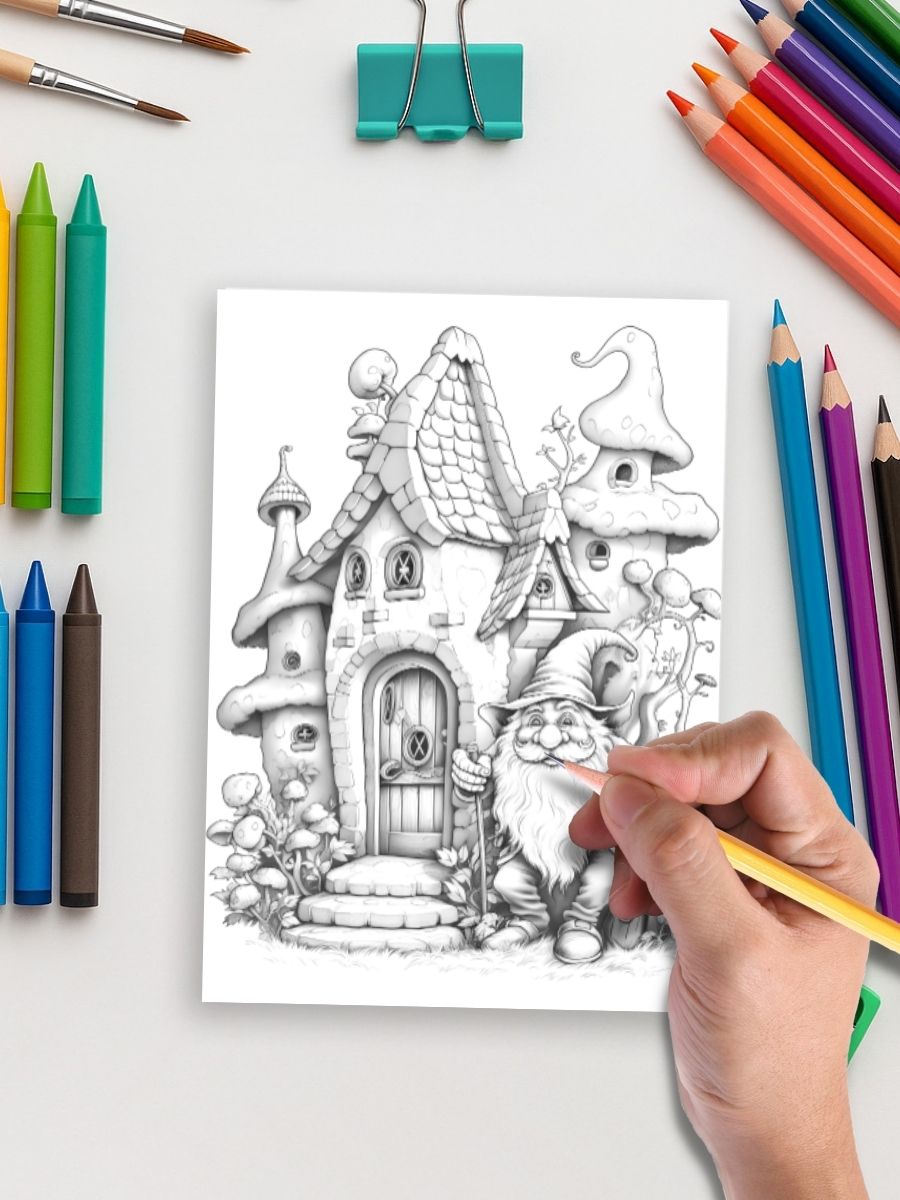 Garden Gnome Tales – 75 Whimsical Gnome Coloring Pages 5 Garden Gnome Tales – 75 Whimsical Gnome Coloring Pages - Image 5