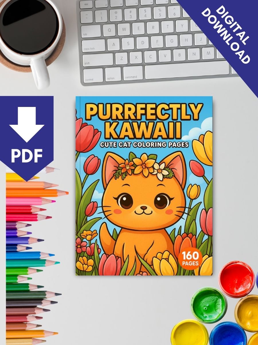 Purrfectly Kawaii – 160 Cute Cat Coloring Pages 2 Purrfectly Kawaii – 160 Cute Cat Coloring Pages - Image 2