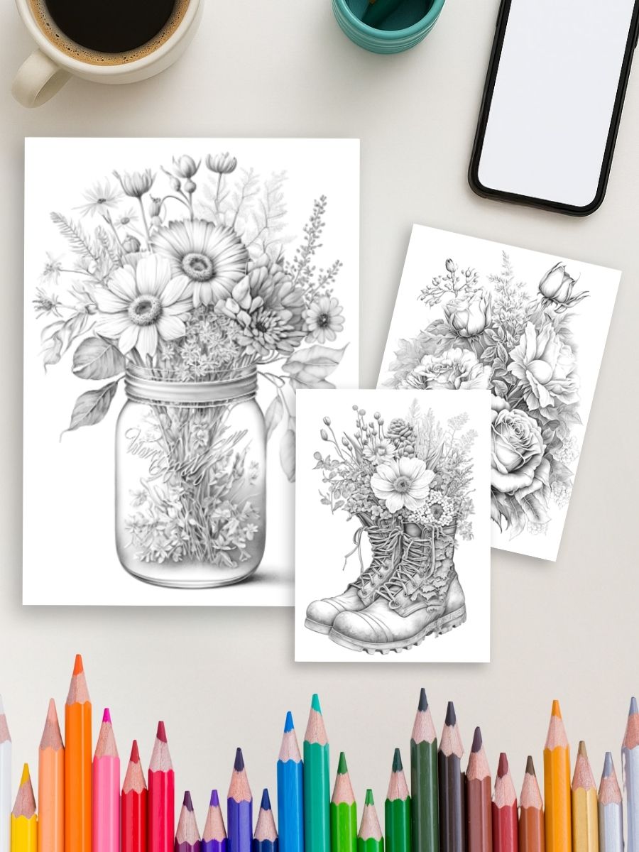 Blossom Bliss – 50 Flower Coloring Pages Vol. 2 4 Blossom Bliss – 50 Flower Coloring Pages Vol. 2 - Image 4