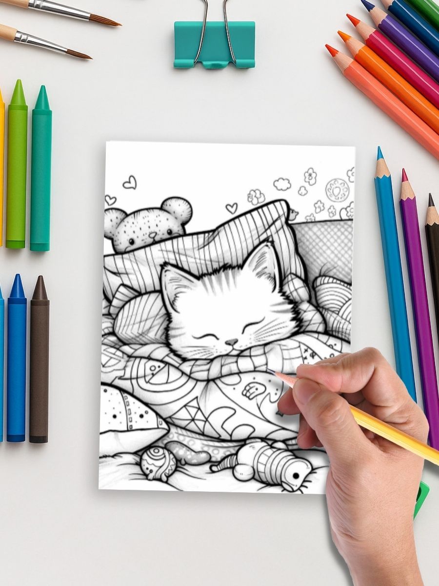 Purrfectly Kawaii – 160 Cute Cat Coloring Pages 5 Purrfectly Kawaii – 160 Cute Cat Coloring Pages - Image 5