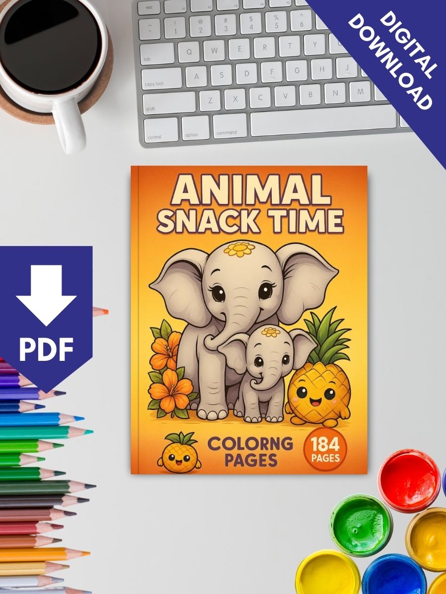 Animal & Snack Time – 184 Animals & Fruits Coloring Pages for Kids 2 Animal & Snack Time – 184 Animals & Fruits Coloring Pages for Kids - Image 2