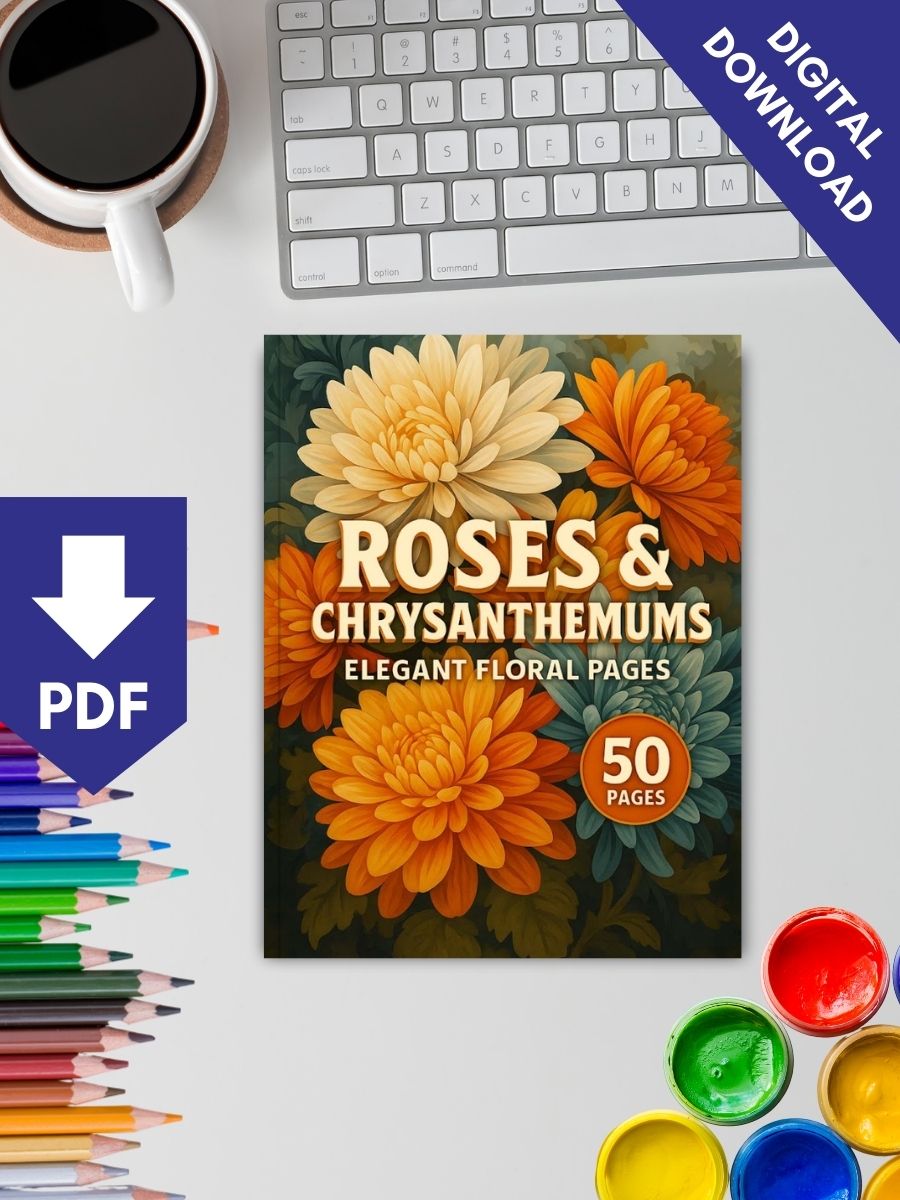 Roses & Chrysanthemums – 50 Elegant Floral Pages 2 Roses & Chrysanthemums – 50 Elegant Floral Pages - Image 2