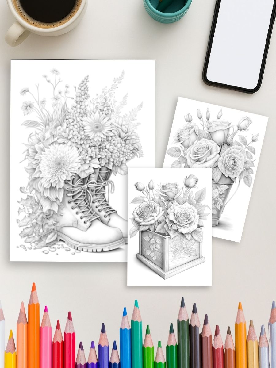 Roses & Chrysanthemums – 50 Elegant Floral Pages 4 Roses & Chrysanthemums – 50 Elegant Floral Pages - Image 4