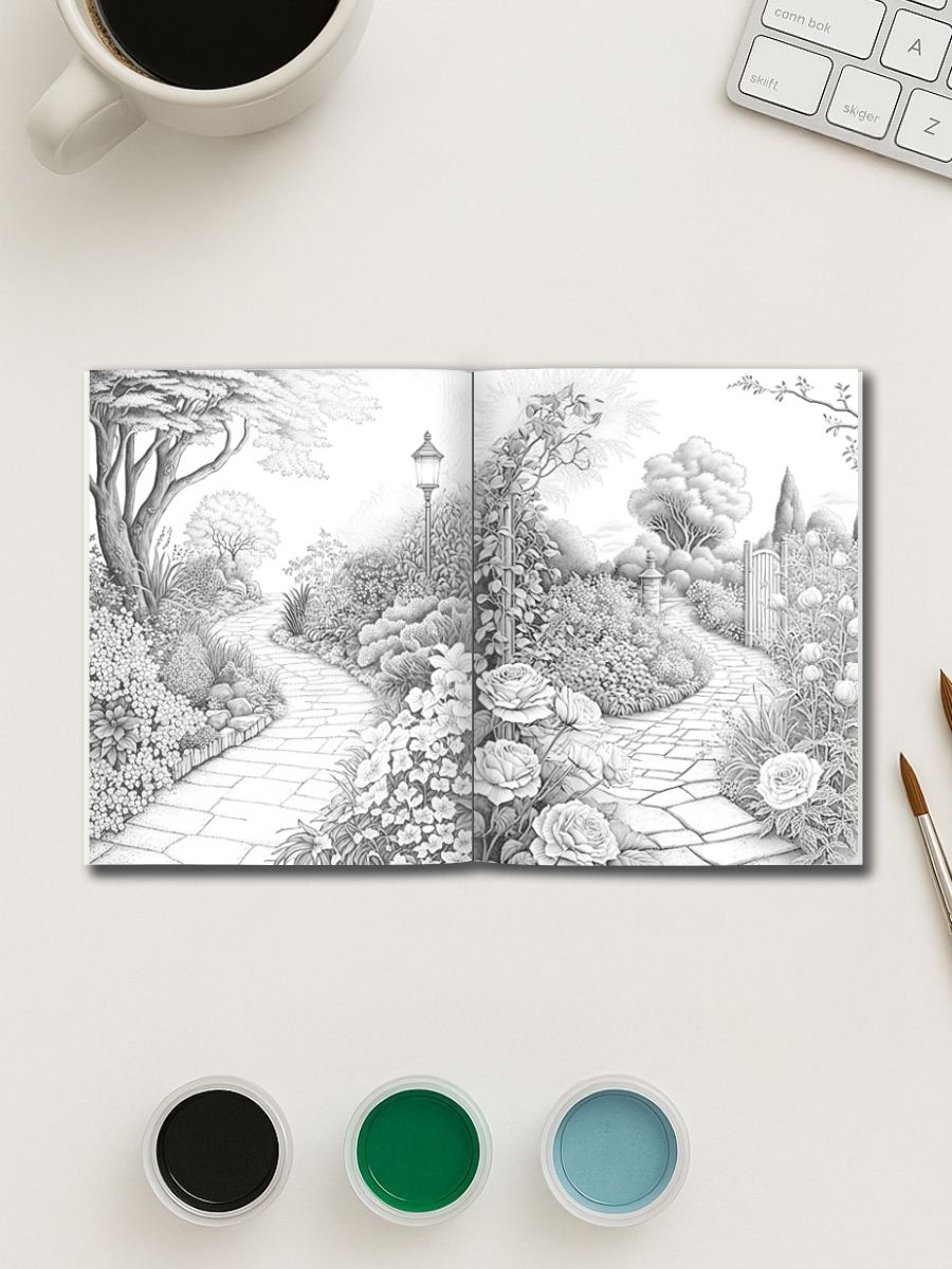 Pathways of the Garden – 25 Scenic Coloring Pages 3 Pathways of the Garden – 25 Scenic Coloring Pages - Image 3