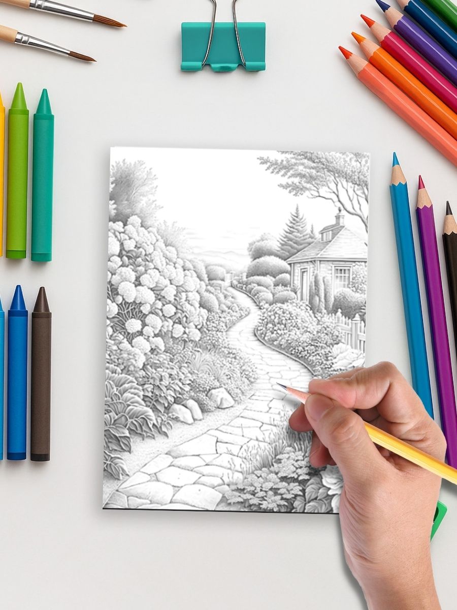 Pathways of the Garden – 25 Scenic Coloring Pages 5 Pathways of the Garden – 25 Scenic Coloring Pages - Image 5