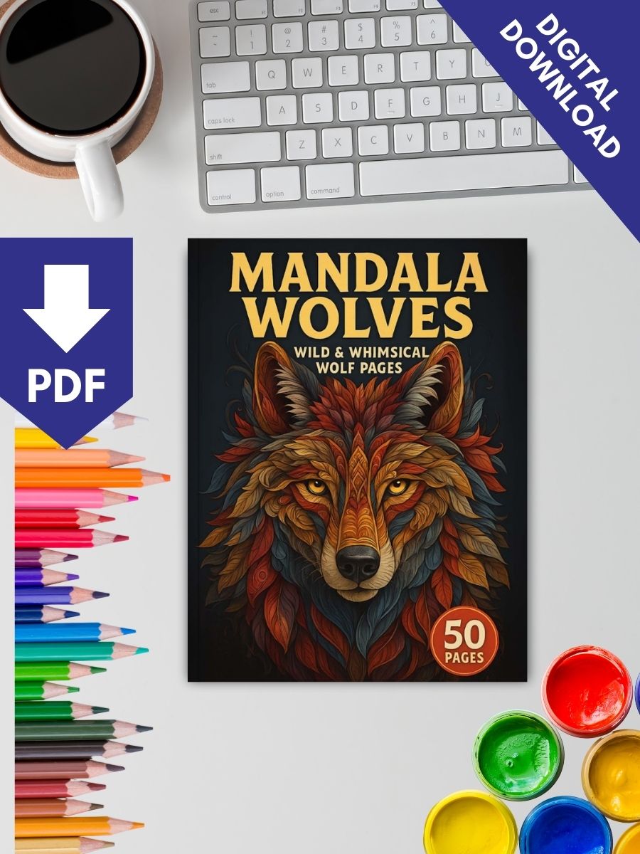 Mandala Wolves – 50 Wild & Whimsical Wolf Pages 2 Mandala Wolves – 50 Wild & Whimsical Wolf Pages - Image 2