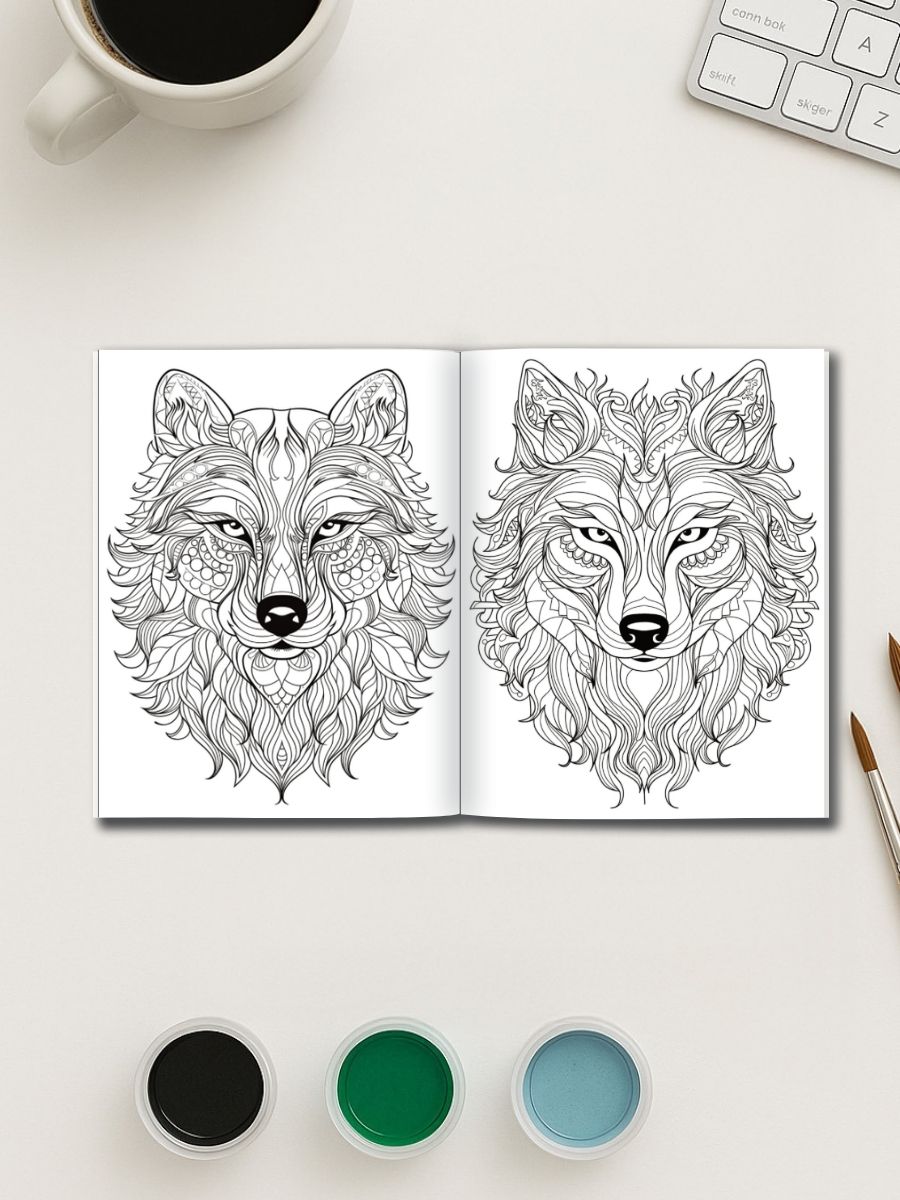 Mandala Wolves – 50 Wild & Whimsical Wolf Pages 3 Mandala Wolves – 50 Wild & Whimsical Wolf Pages - Image 3