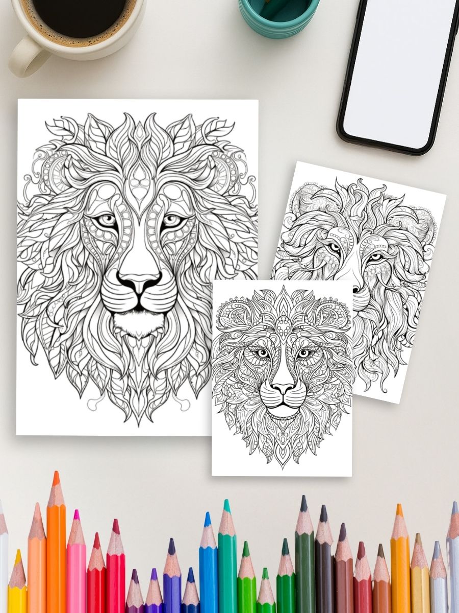 Mandala Lions – 50 Roaring Zen Animal Pages 4 Mandala Lions – 50 Roaring Zen Animal Pages - Image 4