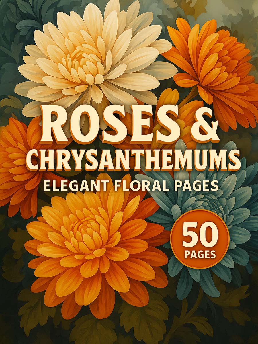 Roses & Chrysanthemums – 50 Elegant Floral Pages 1 Roses & Chrysanthemums – 50 Elegant Floral Pages