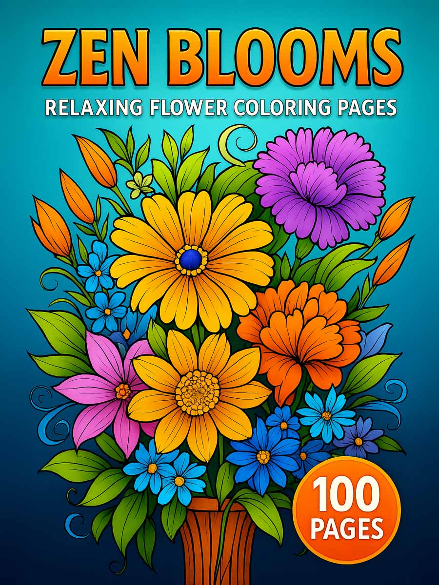 Zen Blooms – 100 Relaxing Flower Coloring Pages 1 Zen Blooms – 100 Relaxing Flower Coloring Pages