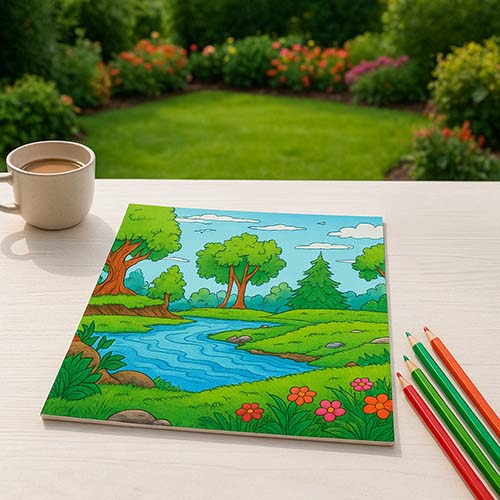 landscape coloring page